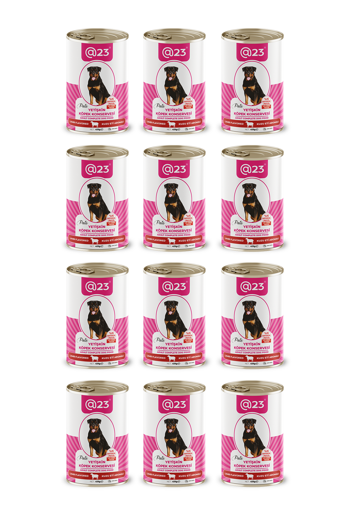 @23 Yetişkin Köpek Konservesi Kuzu Eti  Aromalı 415 g x 12 adet