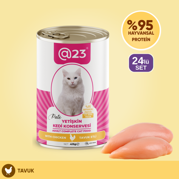 @23 Yetişkin Kedi Konservesi Tavuk Aromalı 415 g x 24 adet