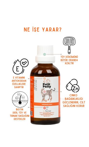 Petit Patty Fish Oil Balık Yağı 200ml & Kediler İçin Plus B Biotinli Damla 50ml