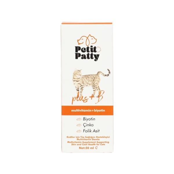 Petit Patty Plus B For Cats 50g Kediler İçin Tüy Dökülmesi Engelleyici Tüy Sağlığı Damlası
