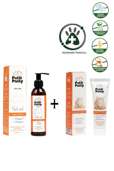 Petit Patty Kısırlaştırılmış Kedi Sağlık Seti (Fish Oil + Sterile Paste)