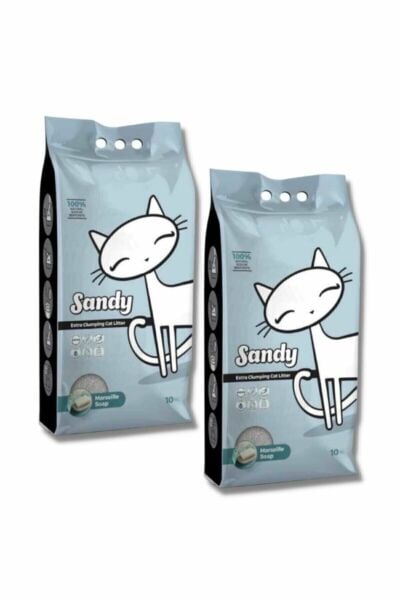 Sandy Marsilya Sabunu Ekstra Topaklanan Sodyum Bentonit Kedi Kumu 10 Kg X 2 Adet