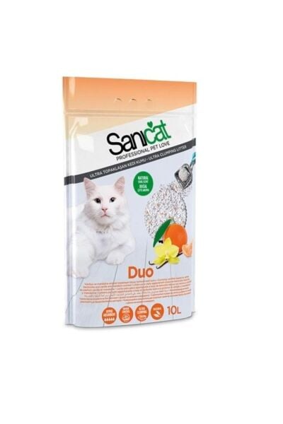 Sanicat Tozsuz Vanilyalı Mandalina Aromalı Doğal Kedi Kumu 10 Lt X 2 Adet