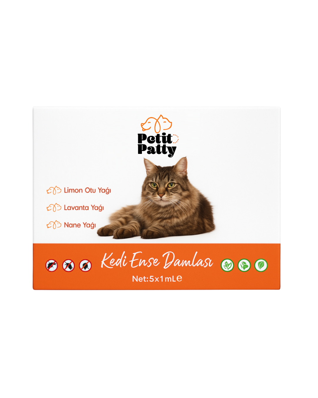 Petit Patty Kedi Dış Parazit Damlası Pire Bit Kene Kovucu Bitkisel Damla 5x1 ml
