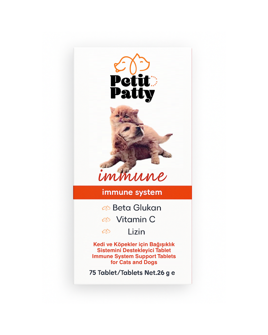 Petit Patty Immune System Kedi ve Köpekler İçin Bağışıklık Destekleyici Tablet (75 Tablet)