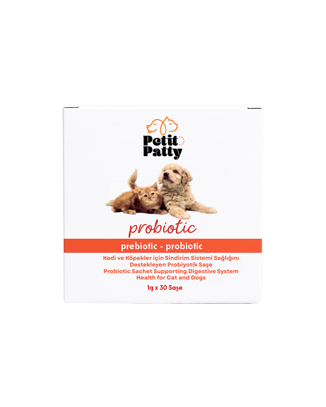 Petit Patty Probiotic Kedi ve Köpekler için Sindirim Sağlını Destekleyen Probiyotik Saşe 30x1g