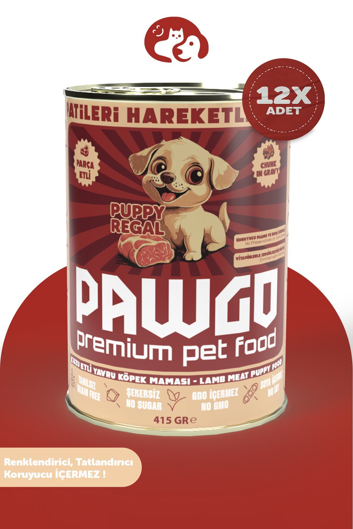 Pawgo Pupy Regal | Kuzulu | 400g X 12 |yavru-mini Irk | Parça Etli | Köpek Yaş Mama