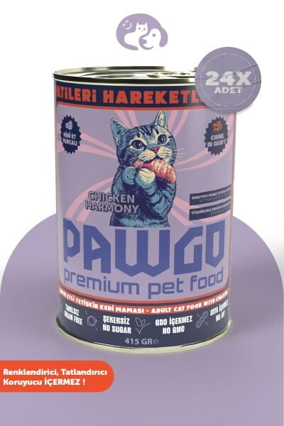 Pawgo Chicken Harmony | Tavuklu | 400g X 24 | Parça Etli | Kedi Yaş Mama