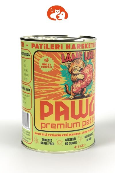 Pawgo Lamb Luxe | Kuzu Etli | 400g X 24 | Parça Etli | Kedi Yaş Mama