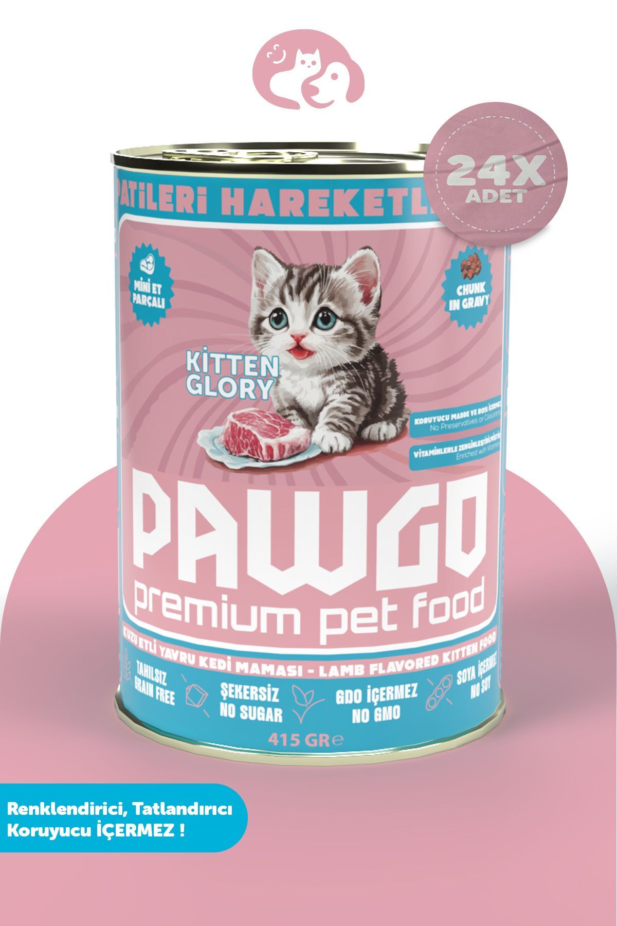 Pawgo Kitten Glory | Tavuklu | 400g X 24 | Parça Etli | Yavru Kedi Yaş Mama |