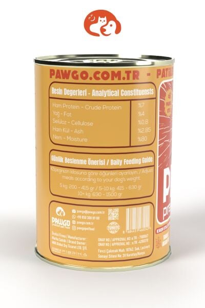 Pawgo Lamb Legacy | Kuzulu | 400g X 12 | Parça Etli | Köpek Yaş Mama