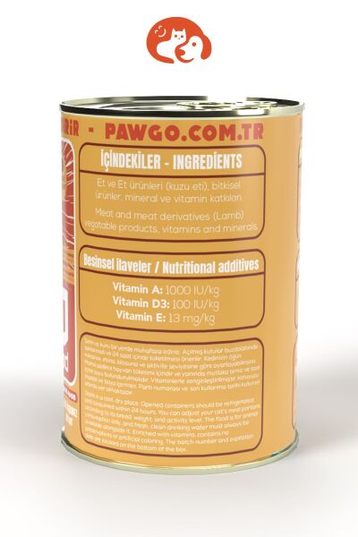 Pawgo Lamb Legacy | 400g X 24 | Yetişkin | Parça Etli | Köpek Yaş Mama