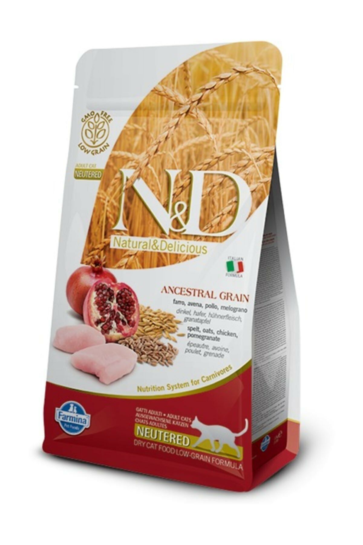 N&D Düşük Tahıllı Tavuklu Narlı Kısırlaştırılmış Kedi Maması 5 Kg