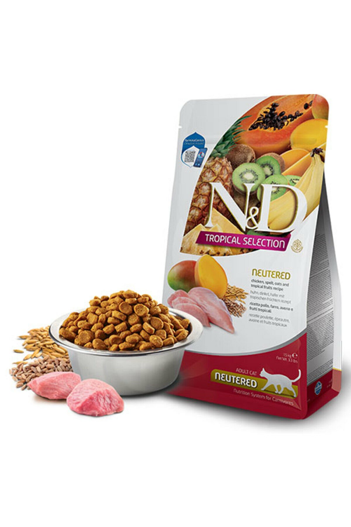 N&D Selection Tavuklu Ve Tropikal Meyveli Kısırlaştırılmış Kedi Maması 4+1 Kg