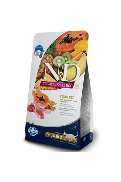 N&D Tropical Selection Kuzu Etli Tropikal Meyveli Kısırlaştırılmış Kedi Maması 1.5Kg
