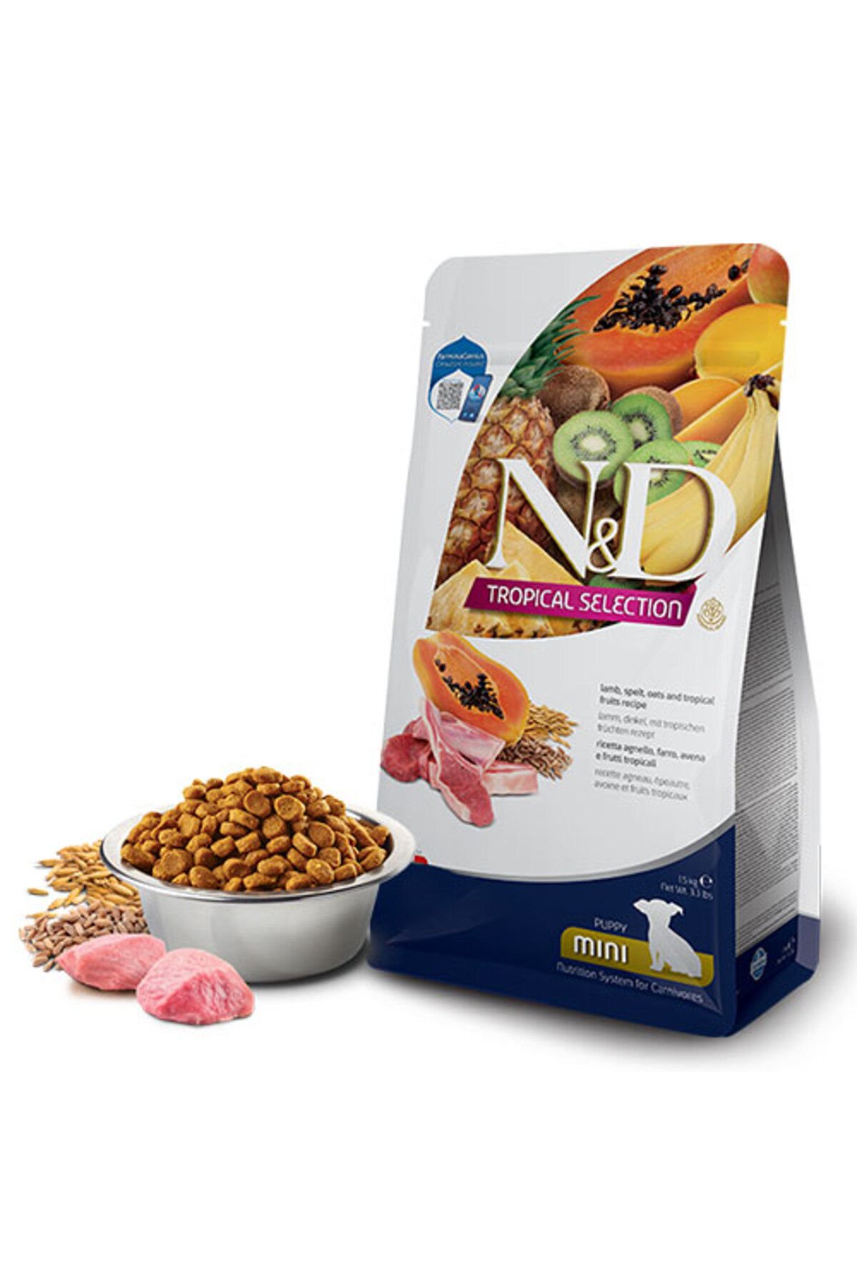 N&D Tropical Selection Kuzu Etli Ve Tropikal Meyveli Mini Irk Yavru Köpek Maması 5 Kg
