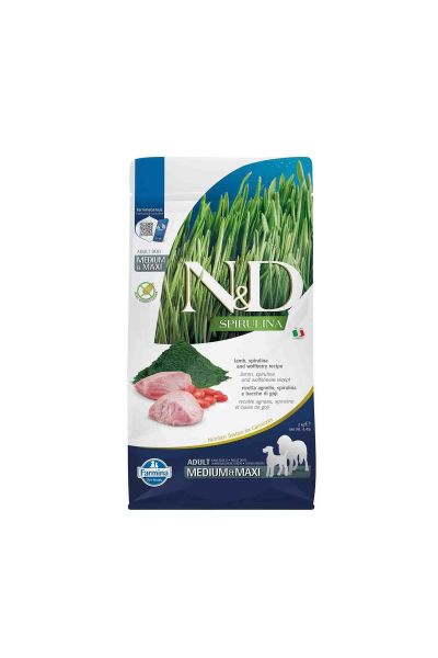 Nd Spirulina Takviyeli Tahılsız Kuzulu Orta Ve Büyük Irk Yetişkin Köpek Maması 2Kg