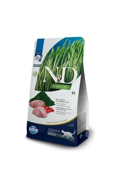 Spirulina Takviyeli Kuzu Etli & Kurt Üzümlü Tahılsız Yetişkin Kedi Maması - 1,5 Kg