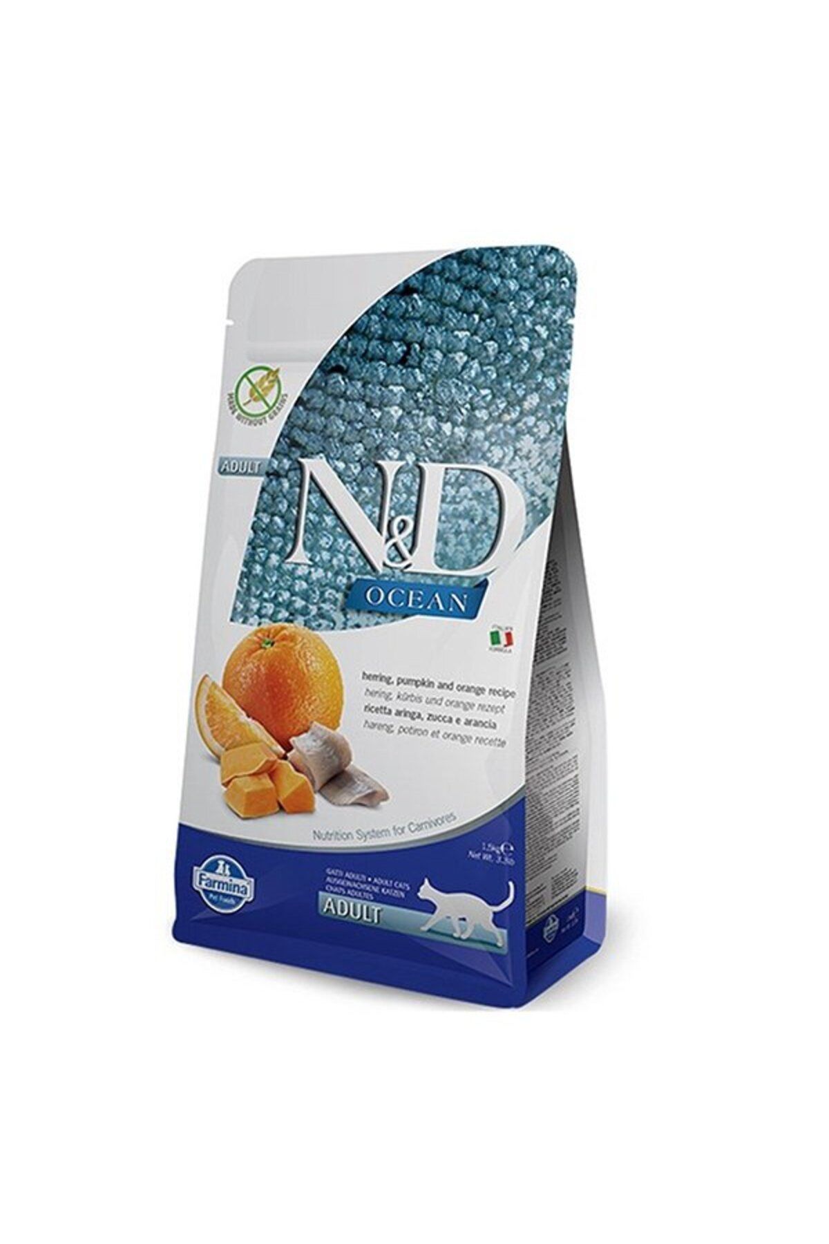 Nd Ocean Ringa Balığı, Balkabağı & Portakal Yetişkin Kedi Maması, 1.5 Kg