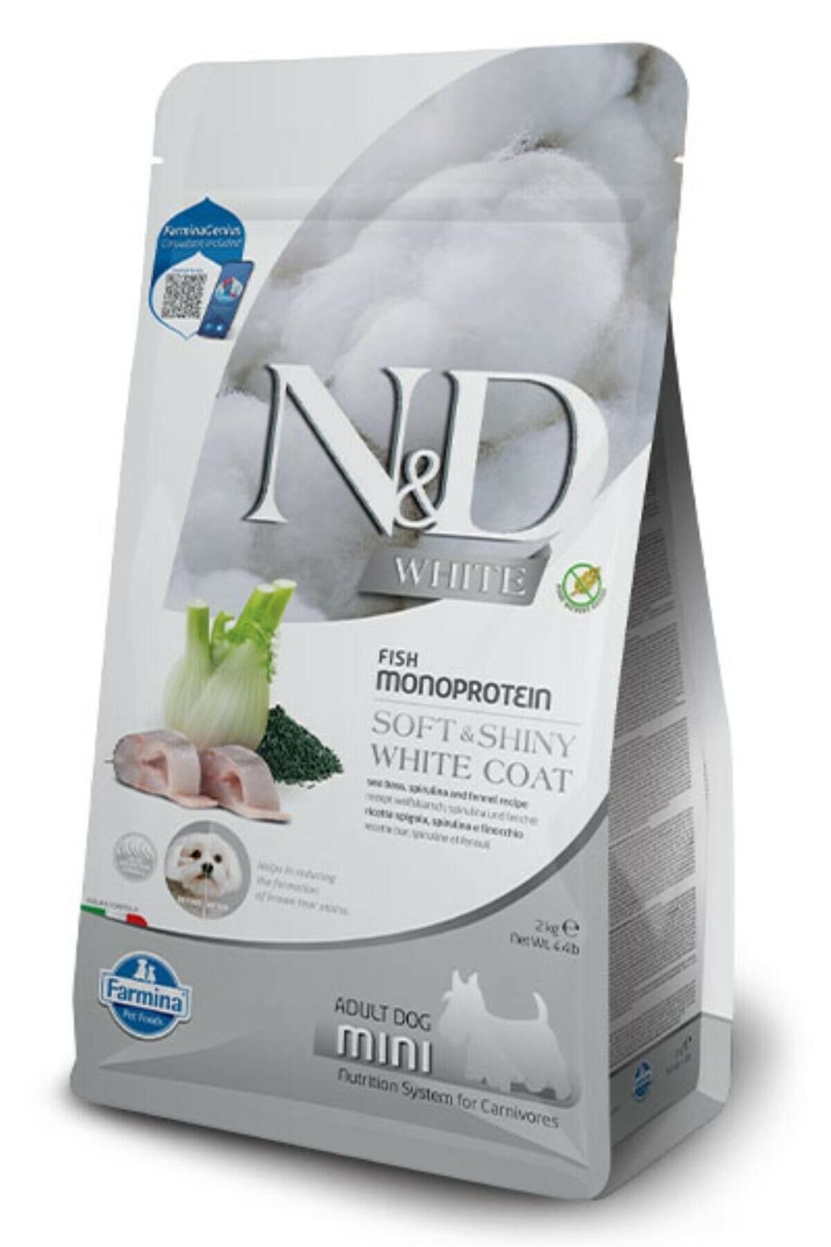 Nd Whıte Dog Levrek, Pirinç, Rezene Ve Spirulina Küçük Irk Yetişkin Beyaz Köpek Maması 2 Kg
