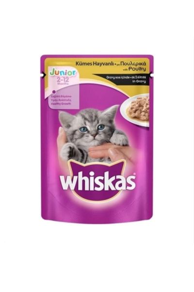 Whiskas Pouch Yavru Kümes Hayvanlı Yaş Kedi Maması 24 Adet Pouch