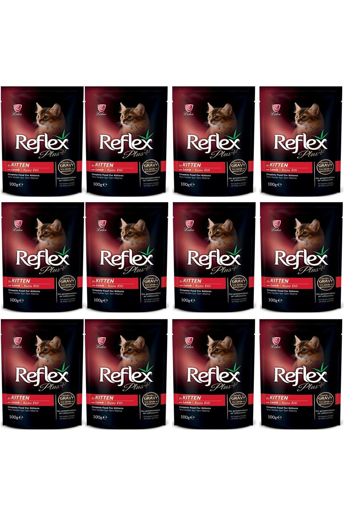 Reflex Plus Kuzu Etli Pounch Yavru Kedi Konservesi 100 gr 12'li Set