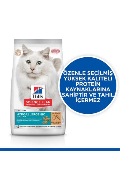 Hills Hypoallergenic Yumurta Ve Larva Proteinli Yetişkin Kedi Maması 7Kg