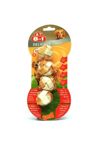 8 In 1 Delights Balls S Size Tavuklu Köpek Çiğneme Topu 4´Lü