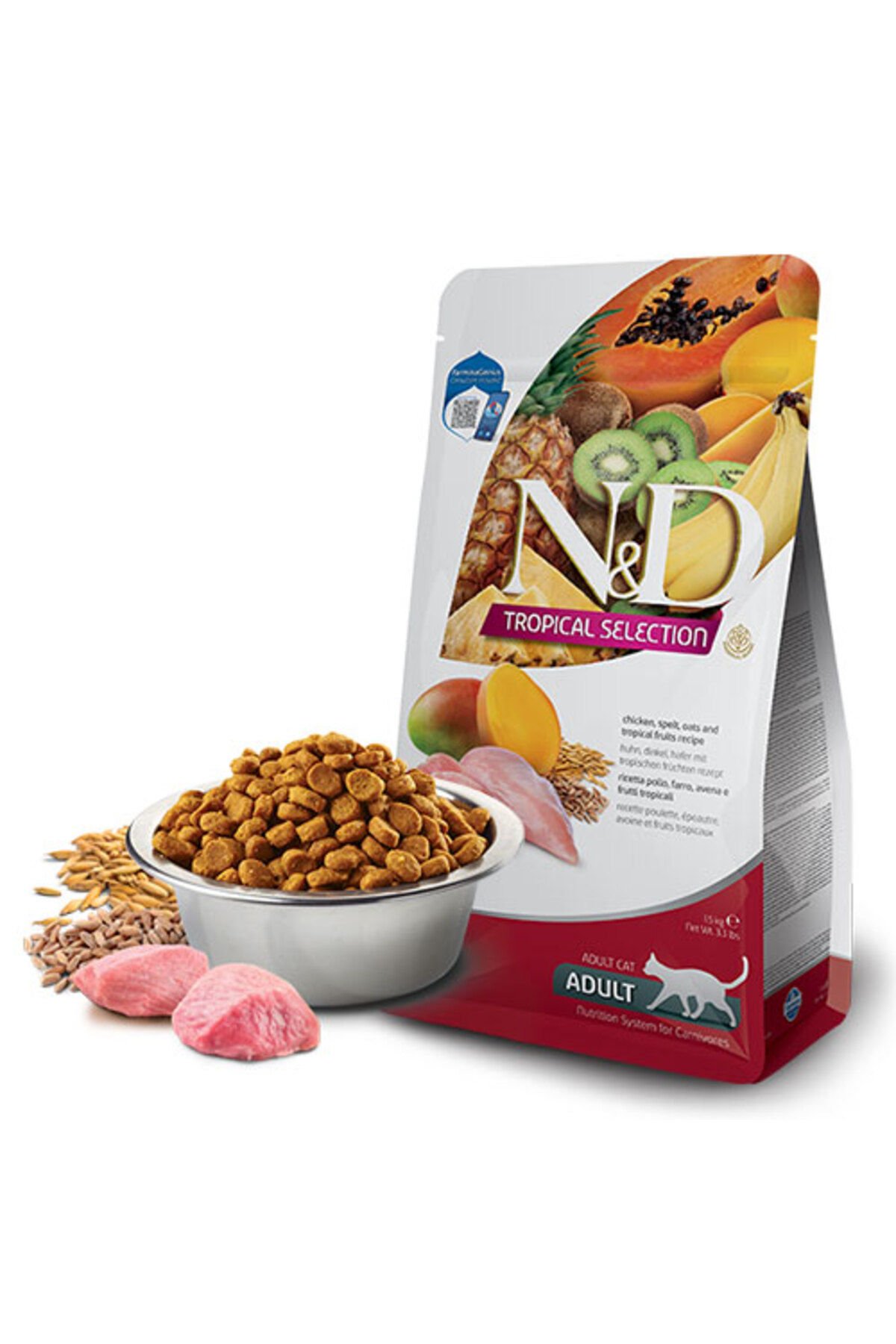 N&D Tropical Selection Tavuklu Ve Tropikal Meyveli Yetişkin Kedi Maması 4+1 Kg