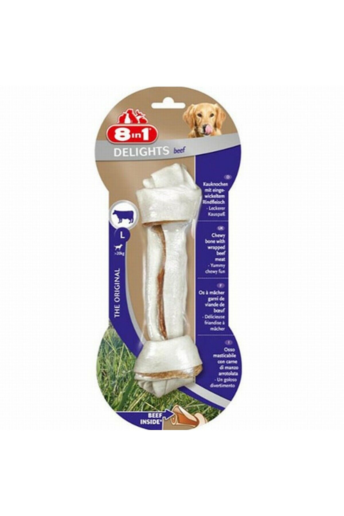 8İn1 Delights Düğümlü Biftekli Ağız Bakım Köpek Ödülü Large 85 Gr
