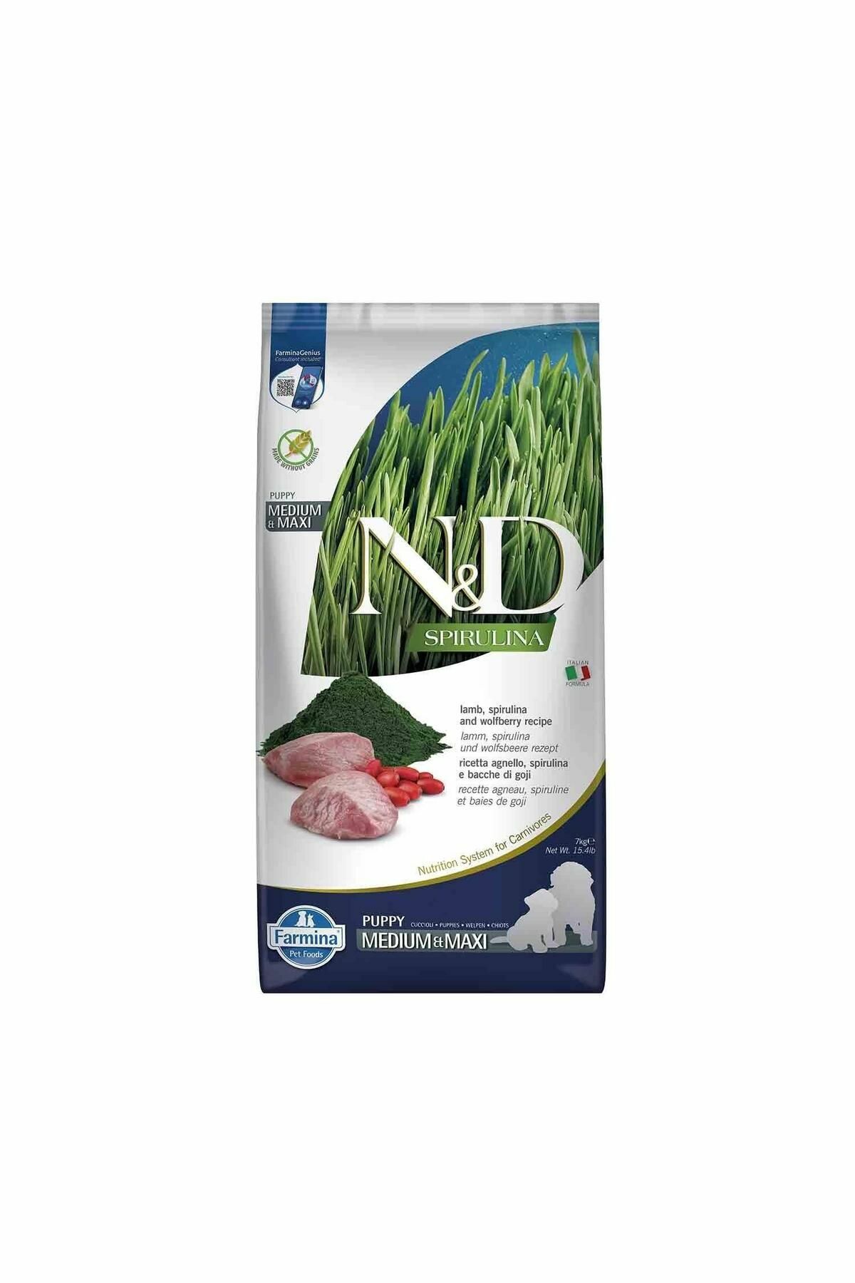 N&D Spirulina Kuzu Etli Medium Maxi Yetişkin Köpek Maması 7 Kg