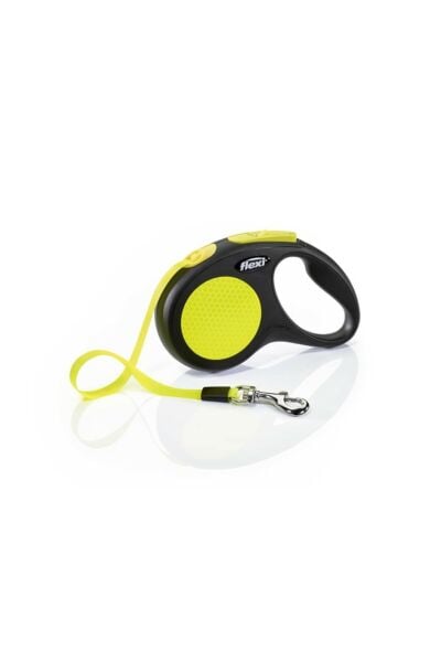 Flexi Neon Reflektörlü Şerit Otomatik Gezdirme Tasması (S) 5M Sarı