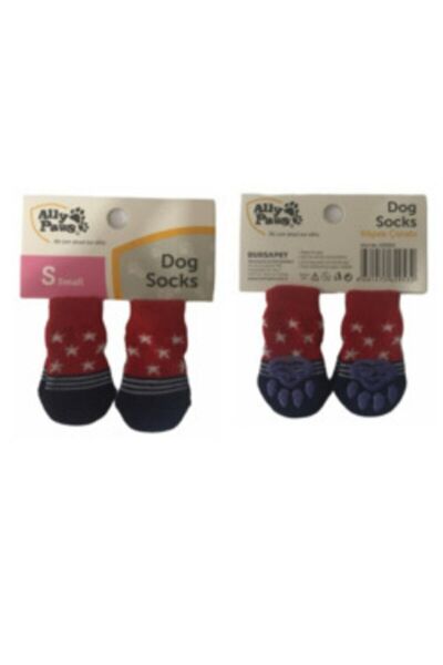 Ally Paws Köpek Çorabı Kaymaz Taban 4'Lü Small S-Xs-Kedi-Mavi