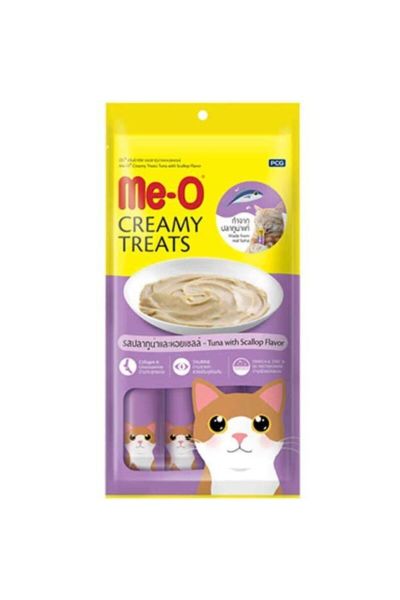 Meo Kremalı Ton Balık Ve Deniz Taraklı Kedi Sıvı Ödül Maması 4X15 Gr