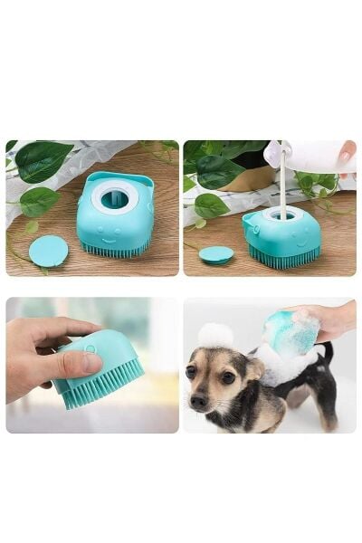 Petzz Şampuan Hazneli Kedi Ve Köpek Evcil Hayvan Yıkama Fırçası Silikon Evcil Hayvan Banyo Lifi