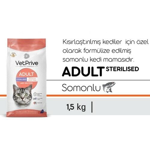 Vet Prive Kısırlaştırılmış Kedi Maması Somonlu 1,5 Kg
