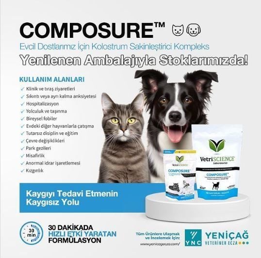 Vetri Science Composure kedi ve küçük Irk Köpek Sakinleştirici Yenebilir Soft Tablet 60 Tablet
